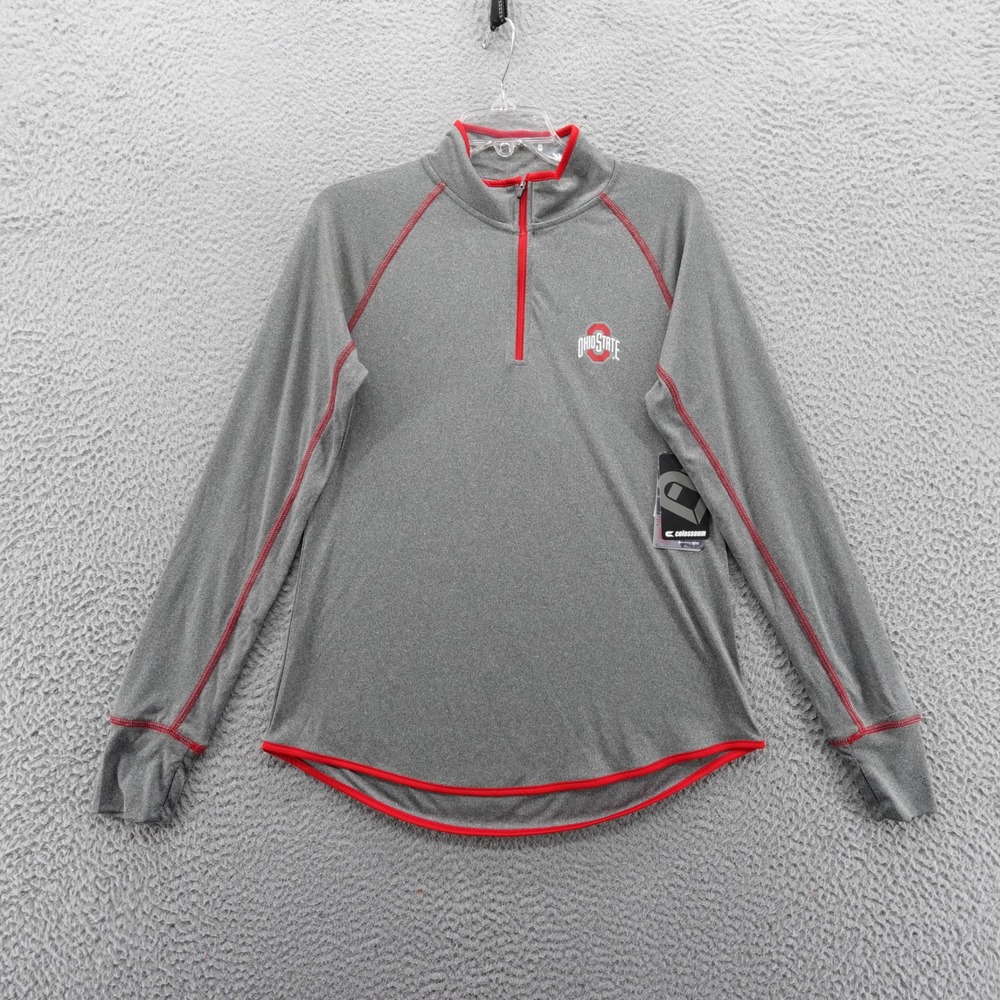 Colosseum Ohio State Buckeyes Womens‎ Large Stingray 1/4 Zip Pullover Gray NEW